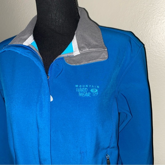 Mountain HardWear Jacket Womens Full Zip  Pockets Logo Blue M Fleece Lined - Picture 2 of 11
